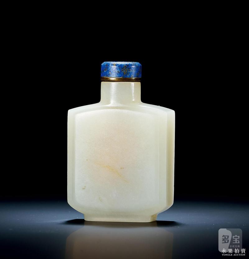 清 白玉方形素面鼻烟壶